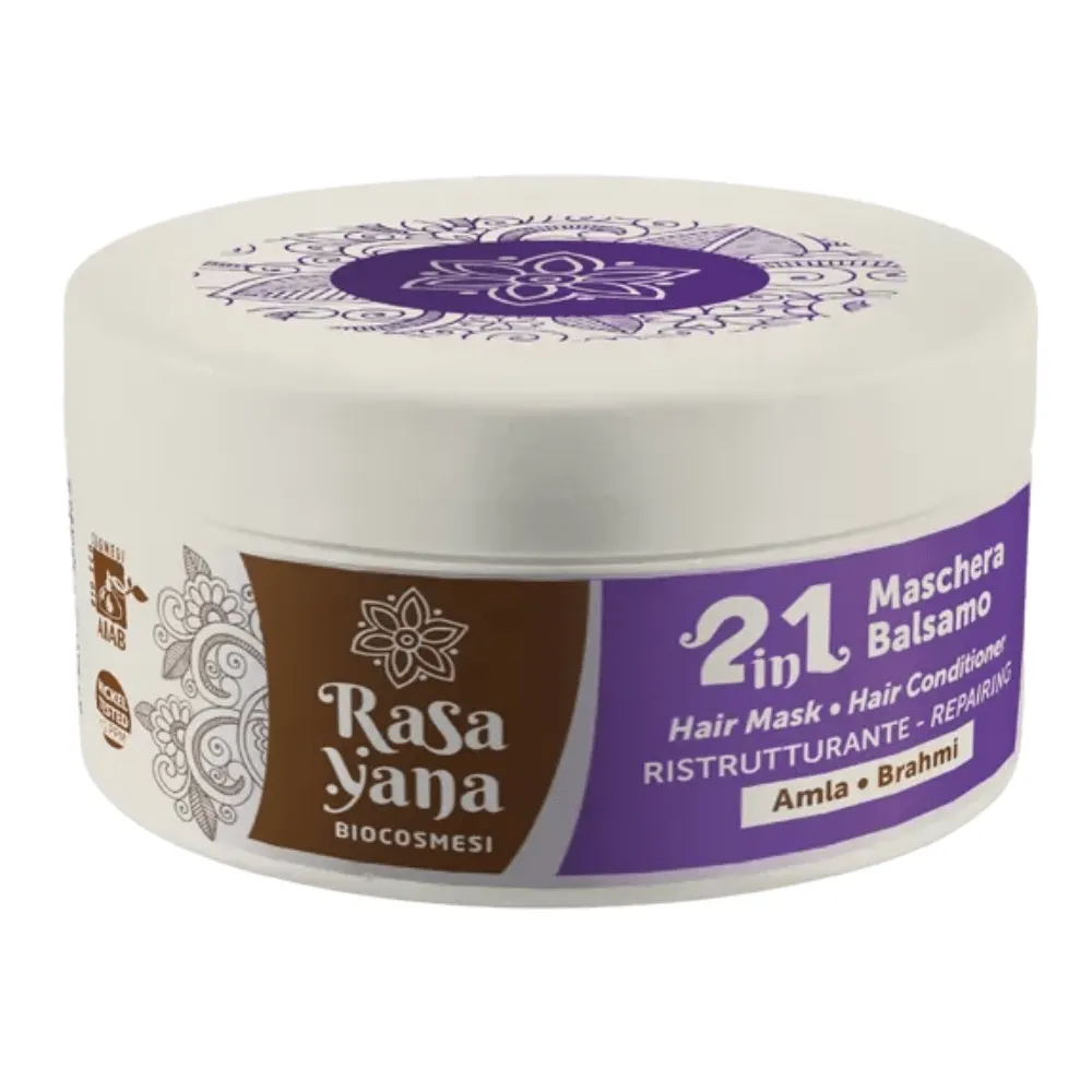 Rasayana Biocosmesi Cabello 2in1 Restructuring Hair Mask and Conditioner Amla and Brahmi 200ml - Imagen 1